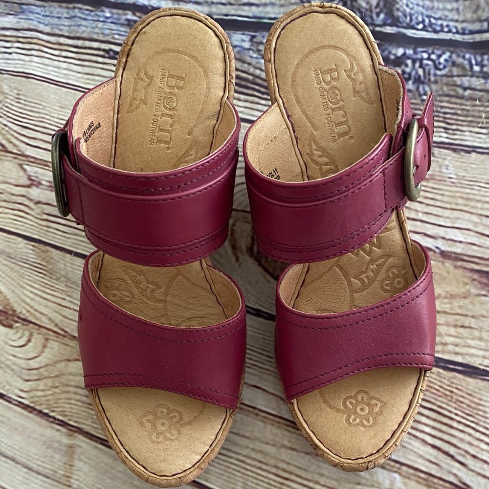 Like New Born Pink Double Strap Zee Cork Wedges Size 8 - Picture 2 of 8